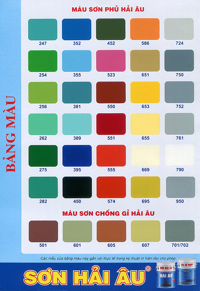 Bảng màu sơn mạ kẽm hải âu